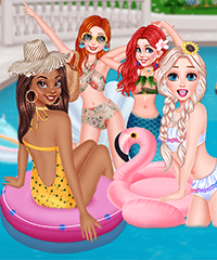 Princesses Chilling at the Pool Dress Up Game