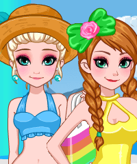 Frozen Sisters Pool Party Dress Up Game