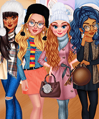 Princesses Cold Weather School Outfits Dress Up Game