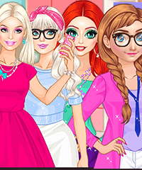 Fun College Life with Princesses Dress Up Game