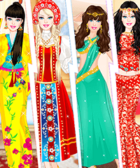 Barbie as Eastern Princess Japanese Russian Arabian And Indian Dress Up Game