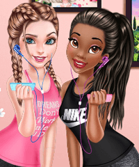Elsa and Tiana Workout Buddies Dress Up Game
